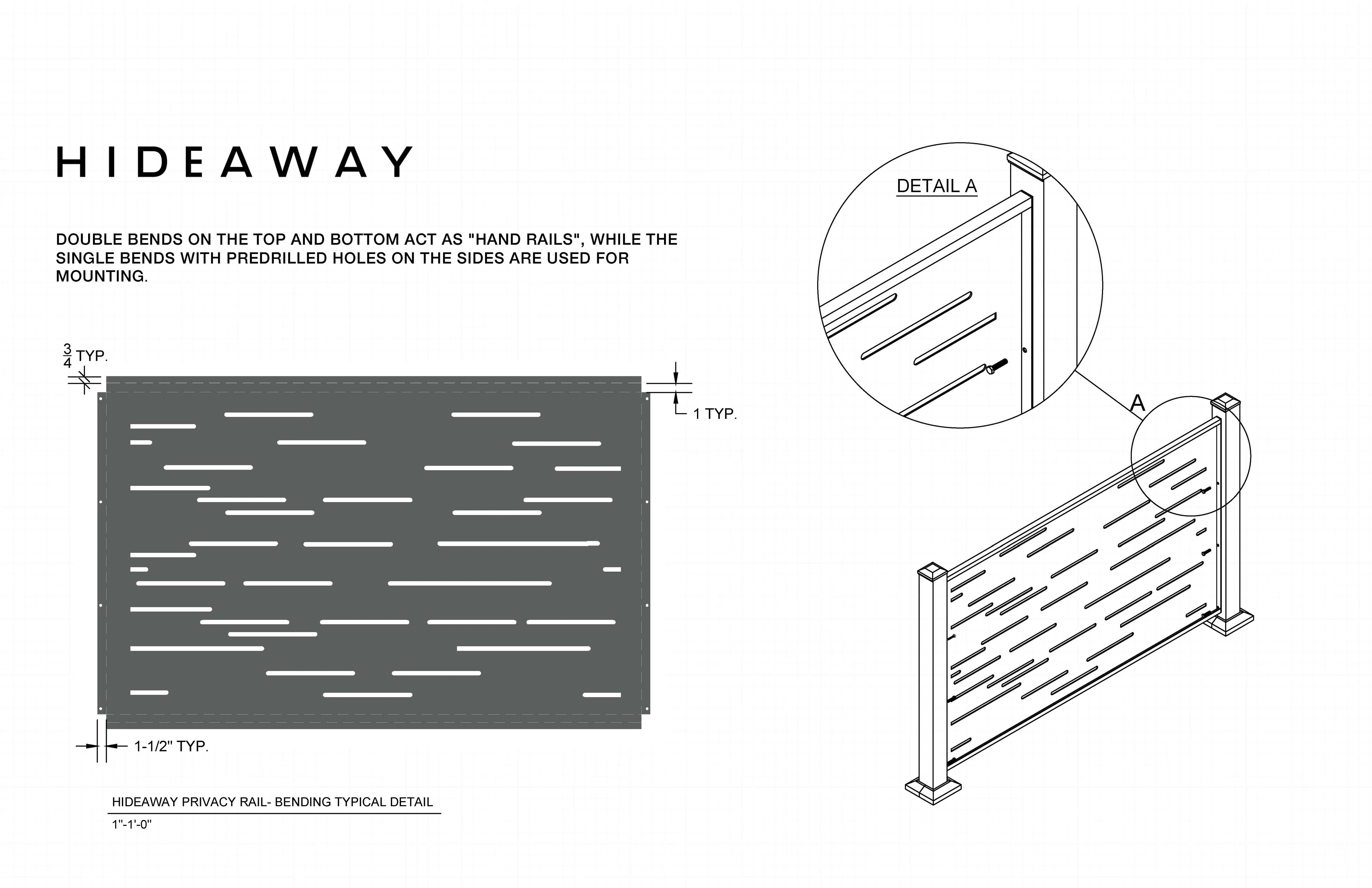 Custom Width Privacy Rail (Breeze) 38"H